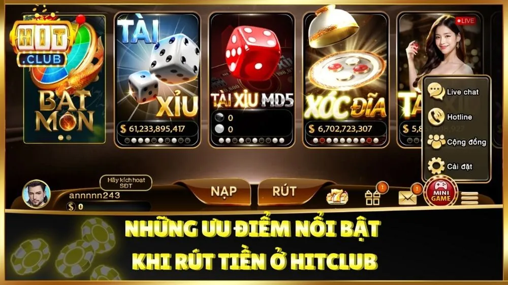 Những ưu điểm nổi bật khi rút tiền ở Hitclub